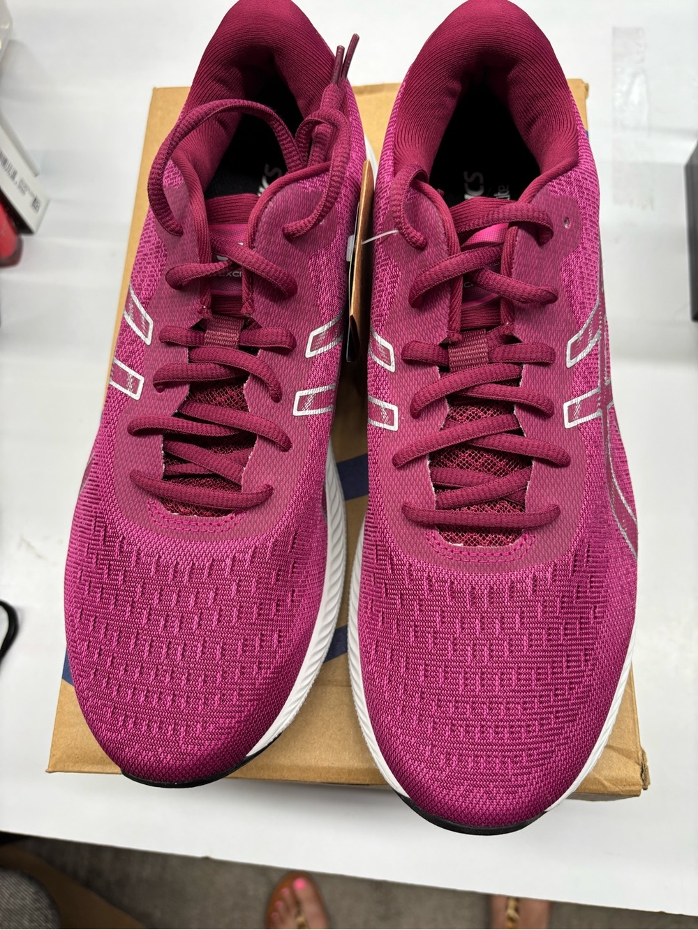 Asics Women's Fuchsia Athletic Running Shoes with Ortholite - Picture 3 of 5